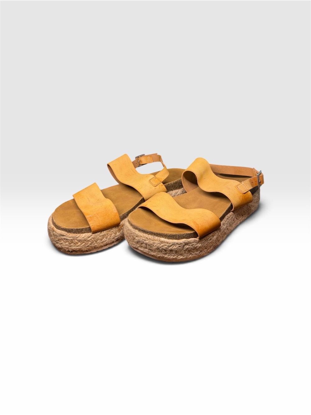 Soda Mustard Yellow Espadrille Platform Sandals